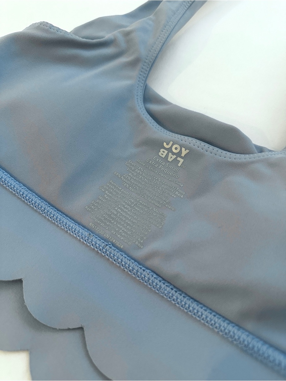 Target JoyLab Women’s Scallop Detail Cute Sports Bra, Size XS, Light Blue - Picture 4 of 4